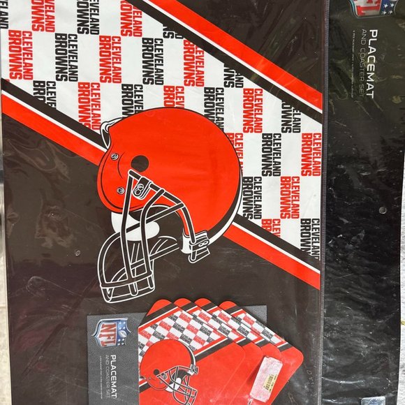 NWT NFL placemat and coaster set. Cleveland Browns - Picture 1 of 4